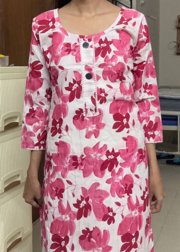 Floral Print Cotton Kurti