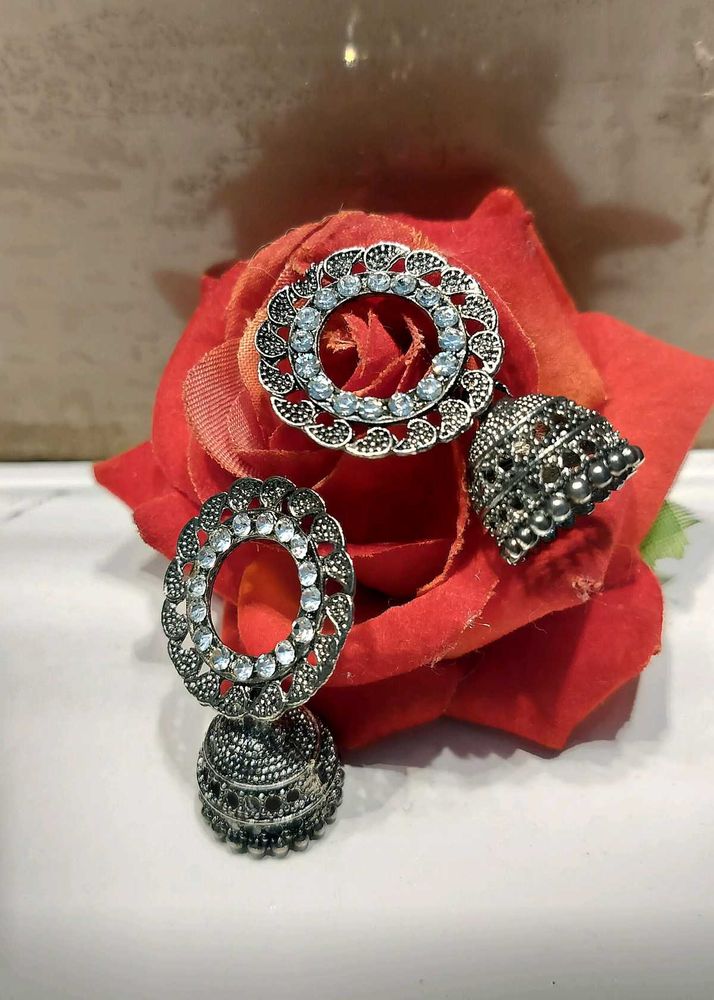 Silver Jhumka Earrings