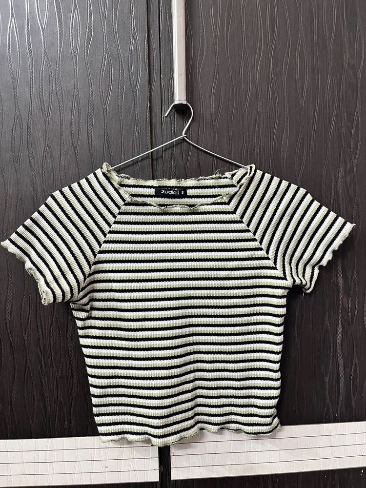 Zudio Striped Green Top