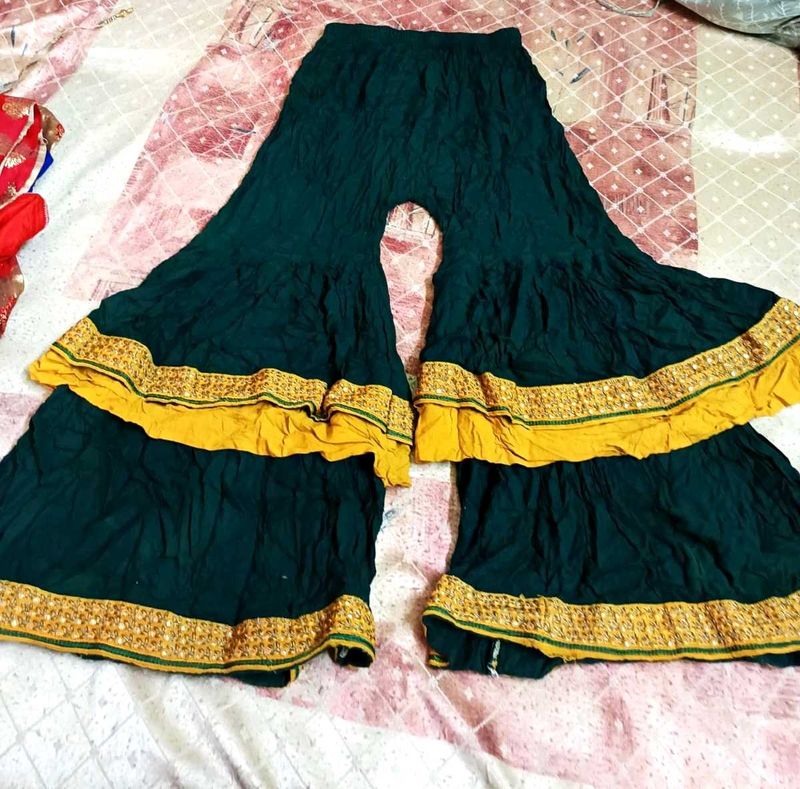 Festive Mustard-Green Sharara Set with Dupatta