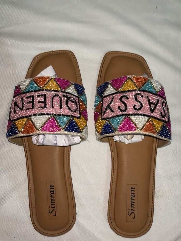 Embroidered Flip Flops