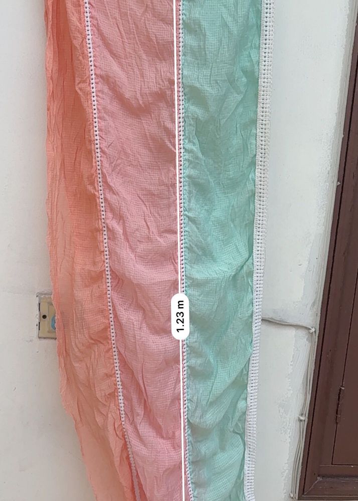 Tricolour Peach &amp; Mint green Dupatta