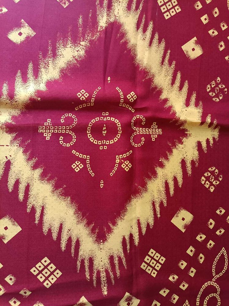 Maroon &amp; Gold Bandhej Dress Material