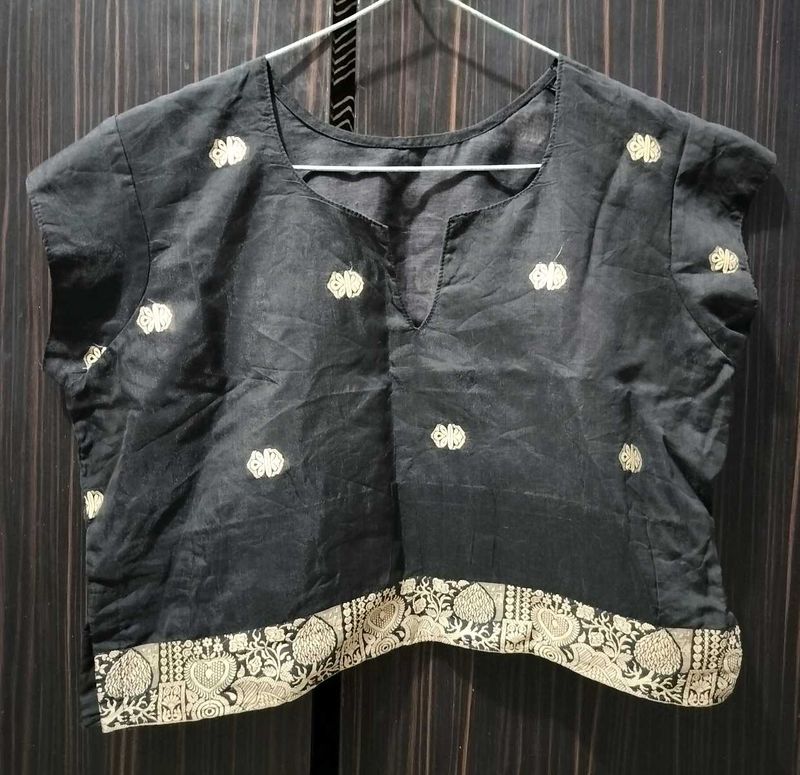 Black Indo Western Crop Top
