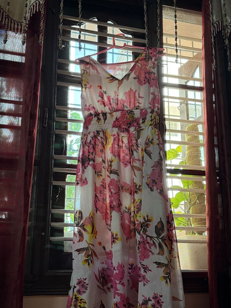 Floral White And Pink Dress