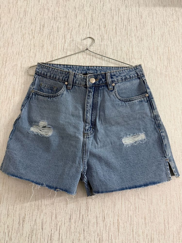Ripped Denim Mom Shorts