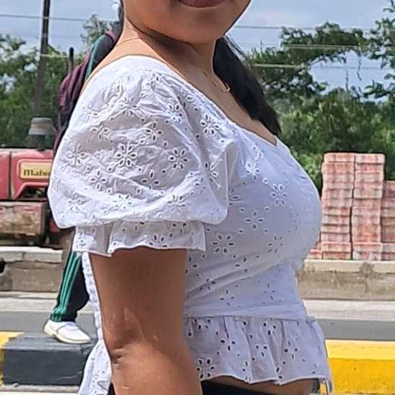 White Floral Eyelet Top