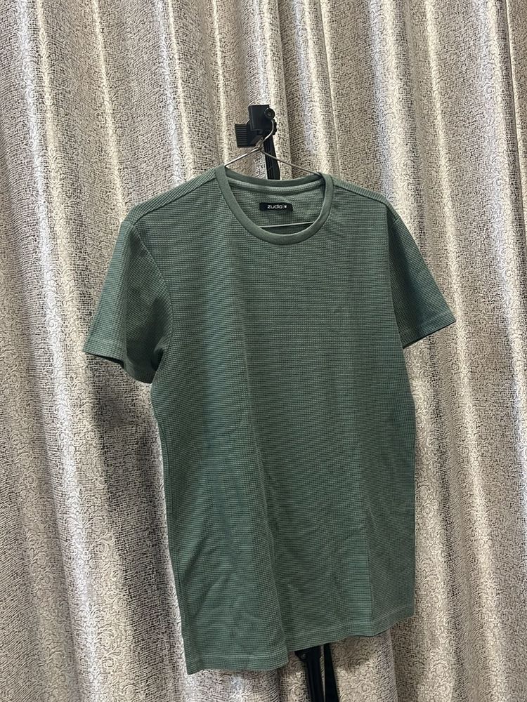 Green Self Checkered T-shirt