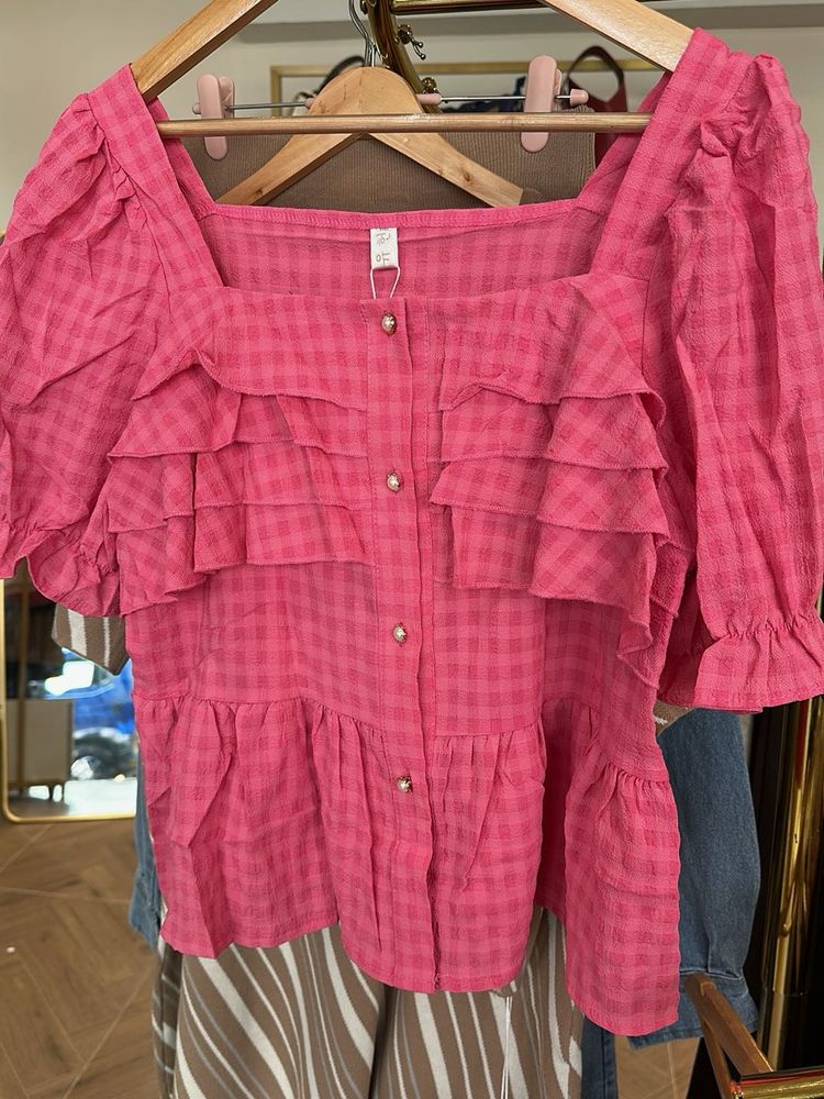 Pink Ruffle Top Big size