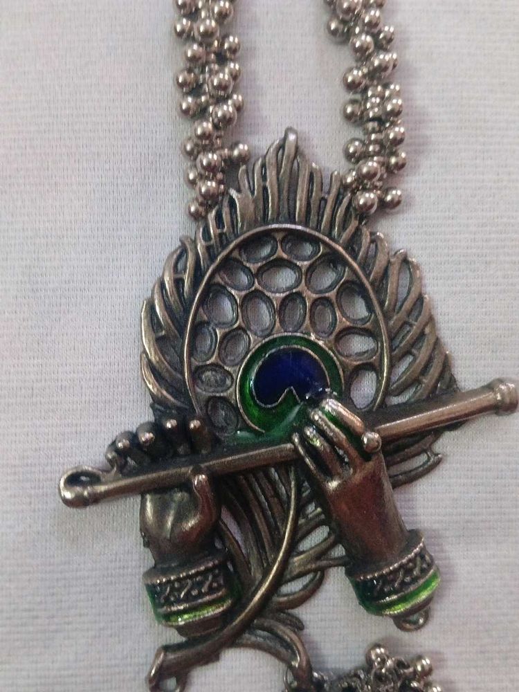 Krishna Flute Silver Necklace