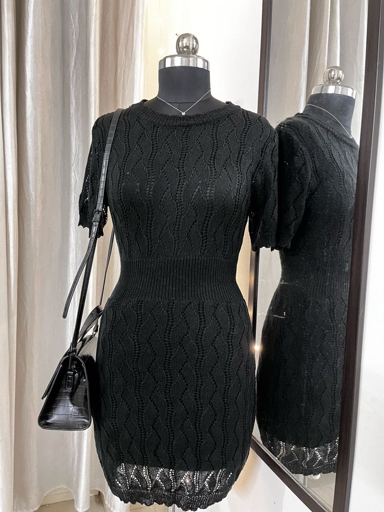 Black Crochet Dress