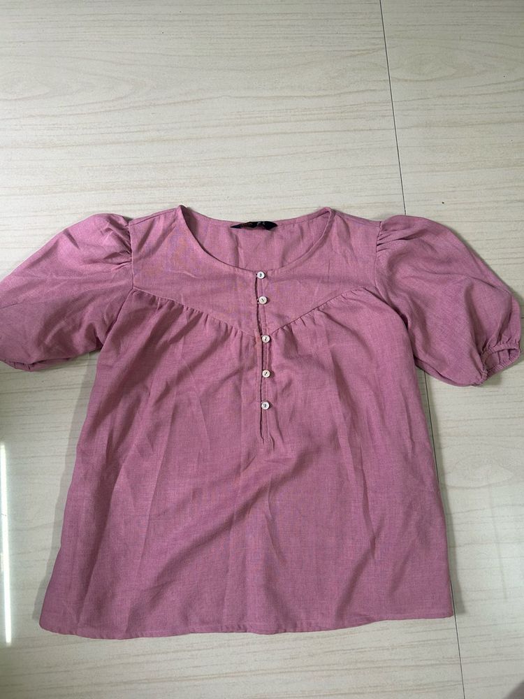 Mauve Puff Sleeve Blouse