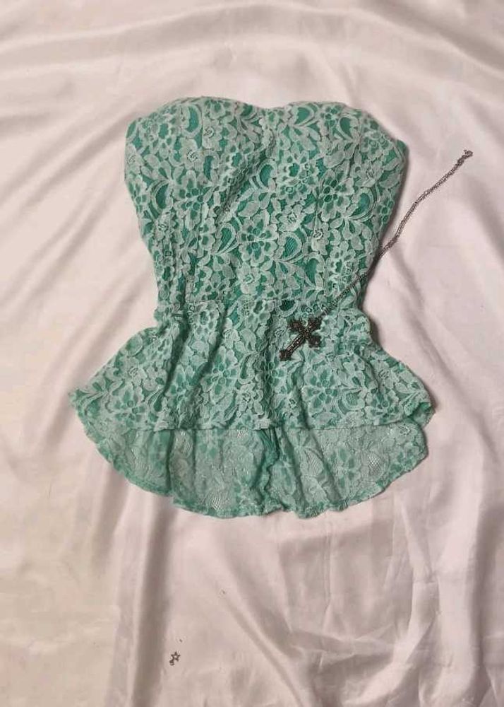 Lace Peplum Tube Top