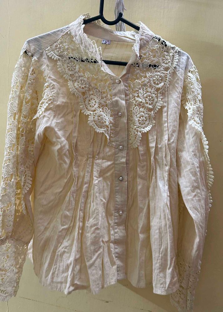 Vintage Lace Detail Blouse