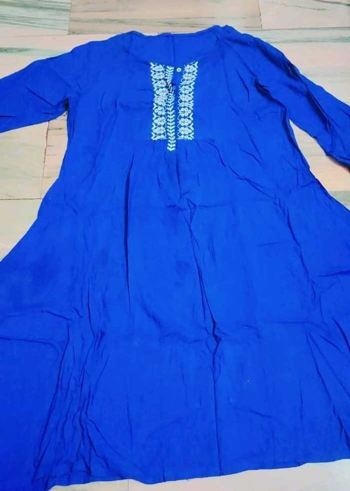Pure Cotton Blue Kurta For Women And Girls