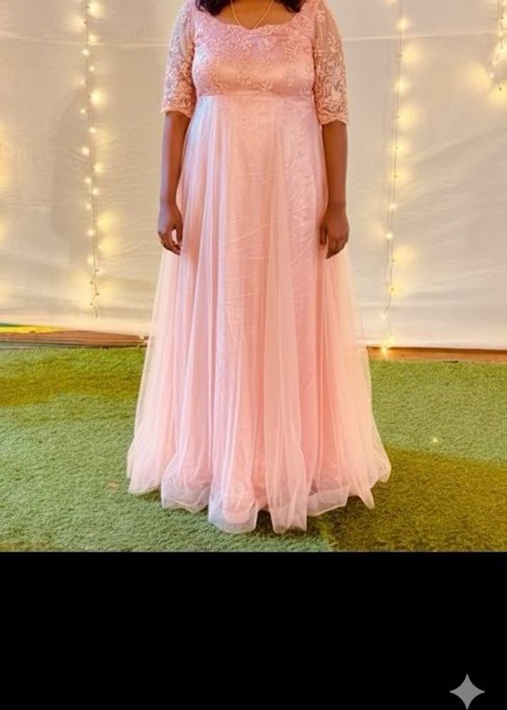 Elegant Pink Lace Maxi Dress