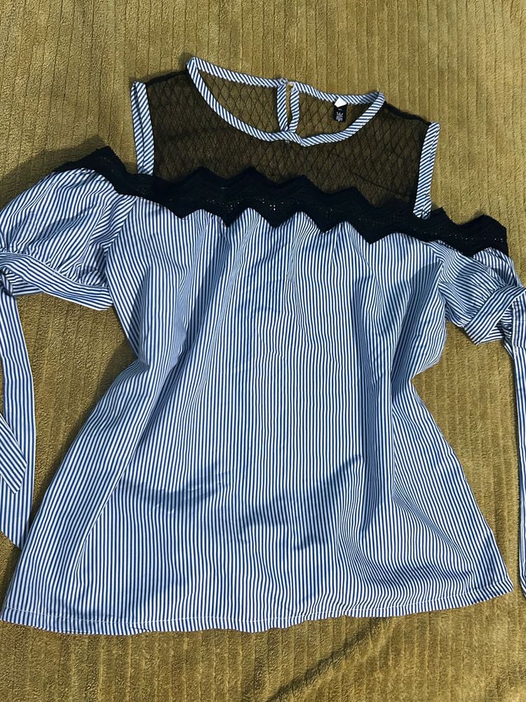 Striped Cold Shoulder Blouse