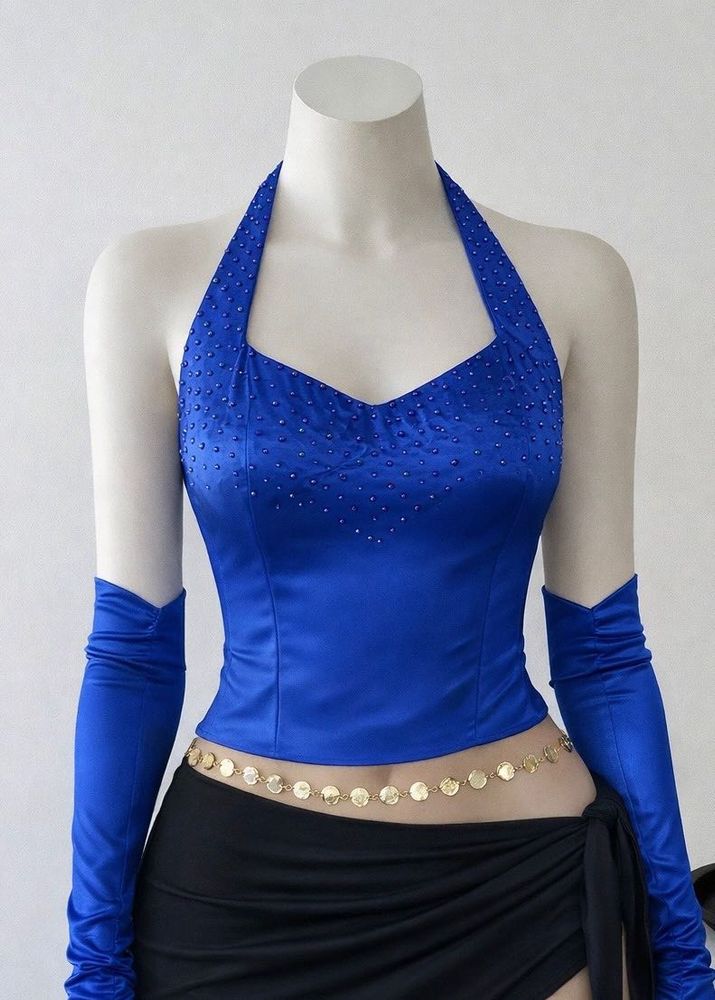 vintage rare Elegant Blue beaded top with gloves