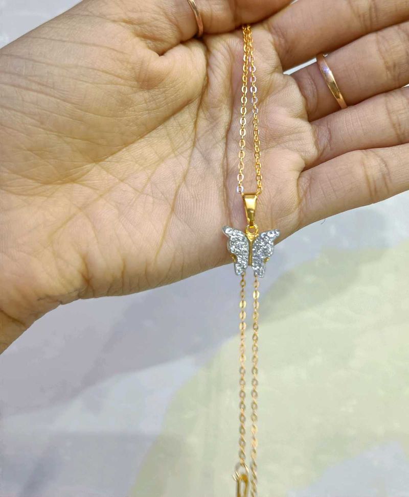 Elegant Gold Plated Chain With Butterfly Pendant
