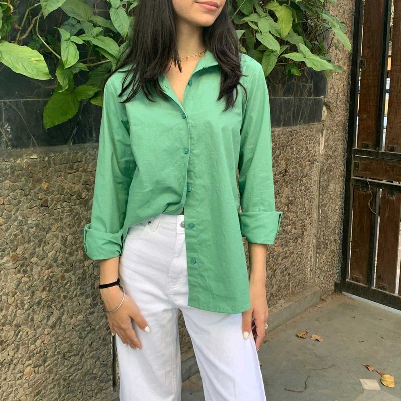 Green Fitted Button Up Shirt