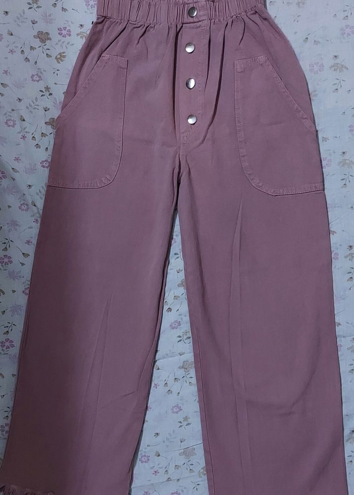 DUSKY PINK WIDE LEG TROUSER