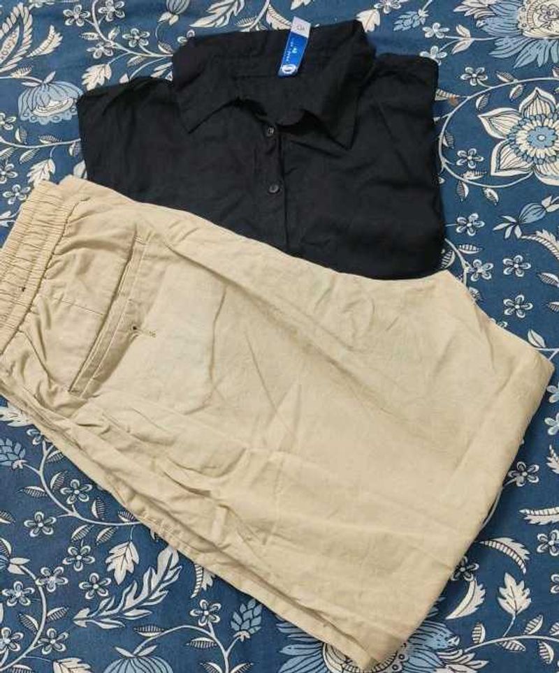 Crop Shirt Nd Moms Fit Trouser
