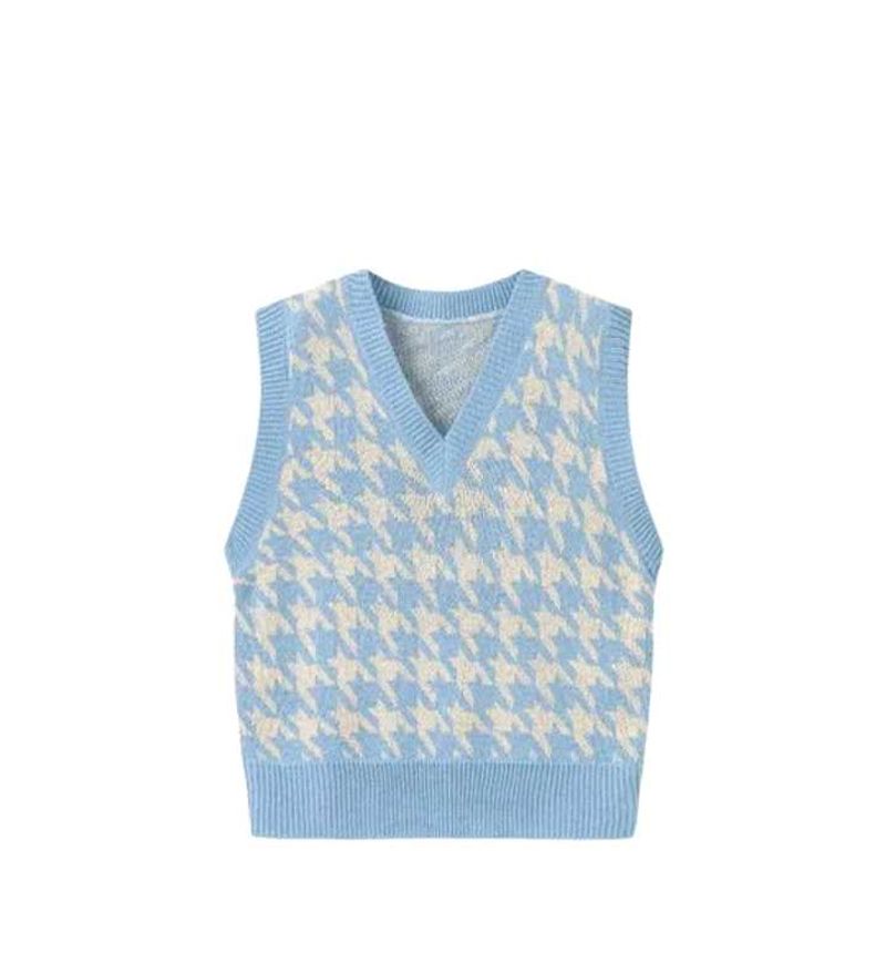 Blue Houndstooth Sweater Vest