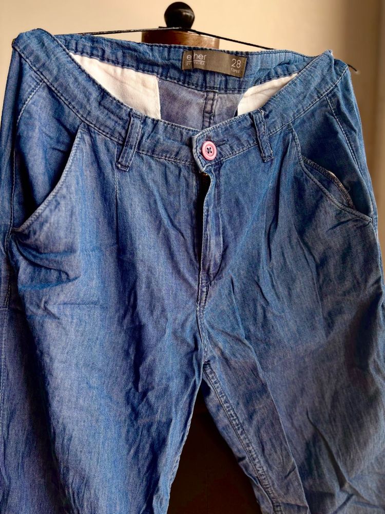 Ether Soft Denim Cropped Pants