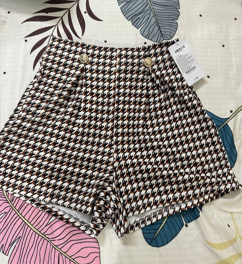 Houndstooth Print Shorts