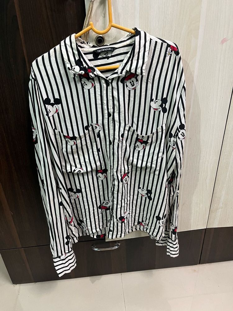 Mickey Mouse Striped Button-Up