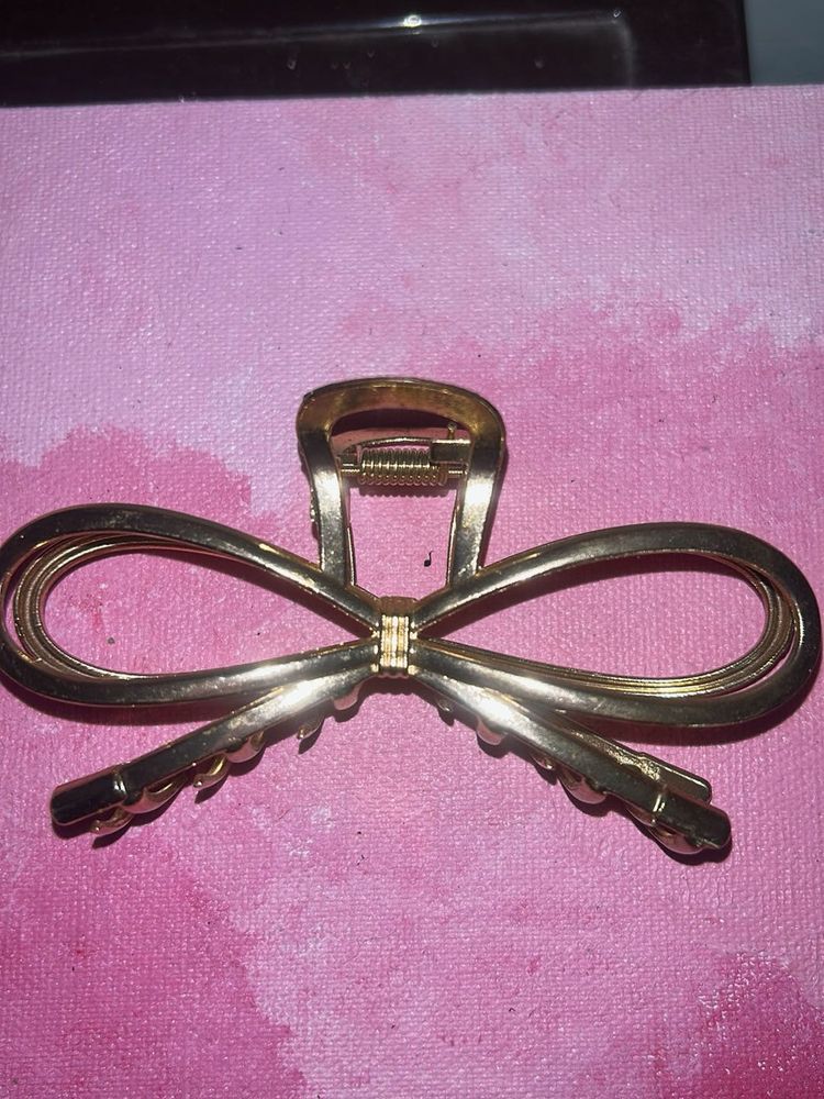 Gold Bow Hair Claw Clip