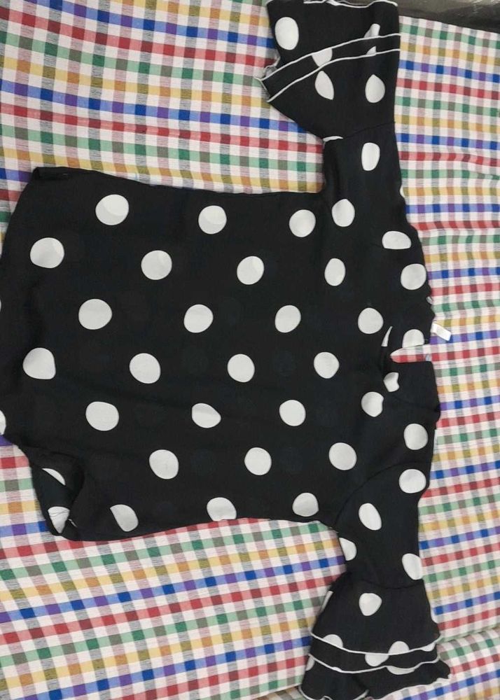 Polka Dot Flared Sleeve Top