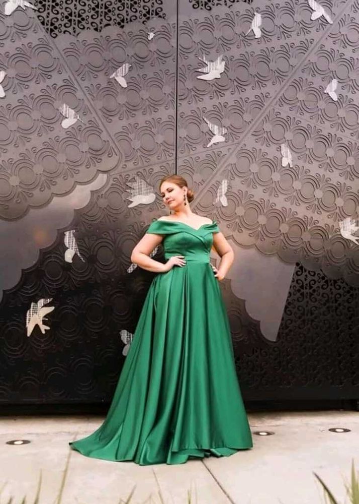 Emerald Green Off-Shoulder Gown