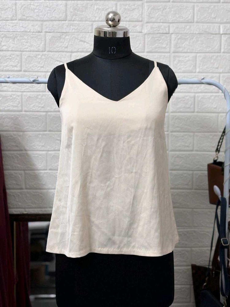 Sleek Cream Spaghetti Top