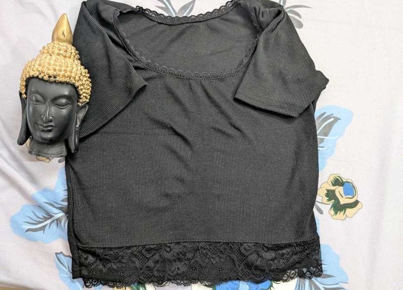 Black Lace Trim Top
