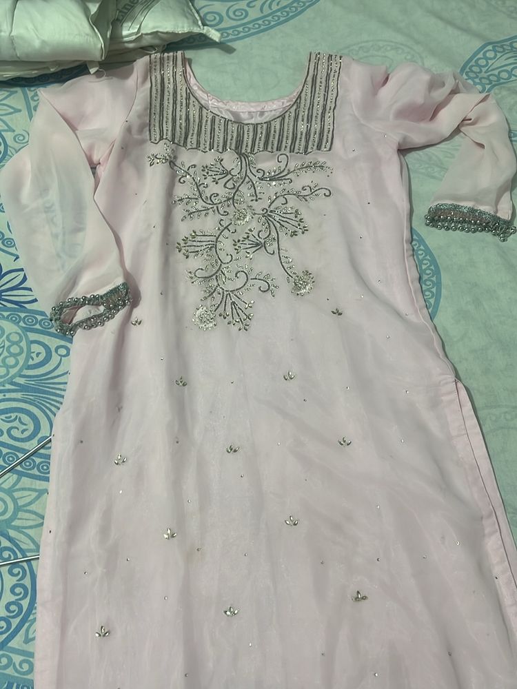 baby pink kurta set