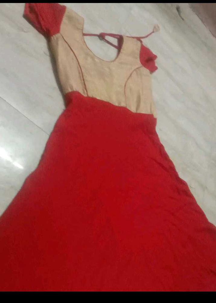 red anarkali dress
