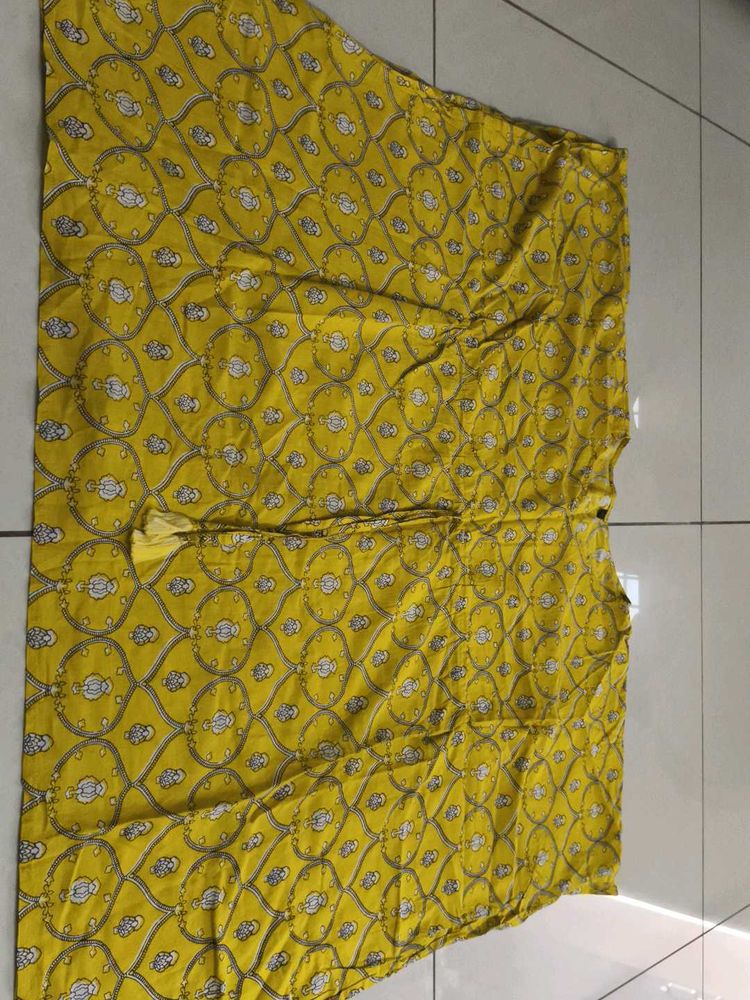 Yellow Printed Kaftaan Kurta