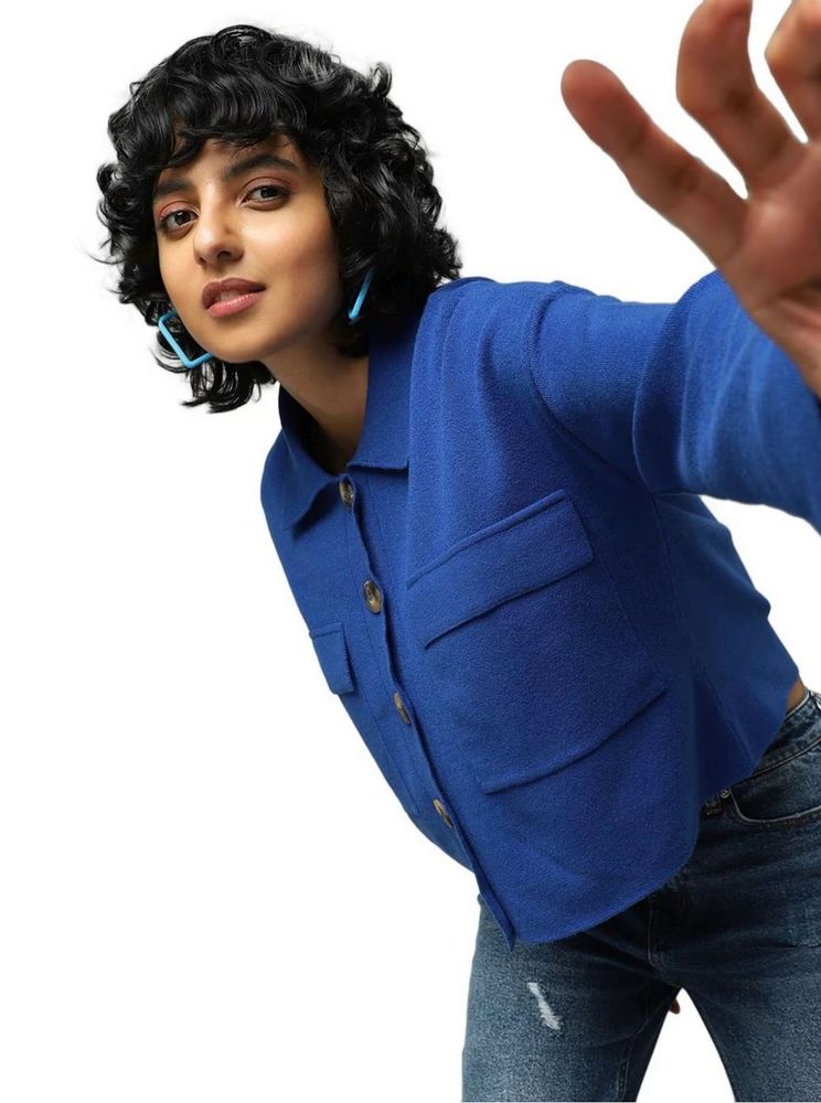 Aesthetic Blue Crop Cardigan ✨