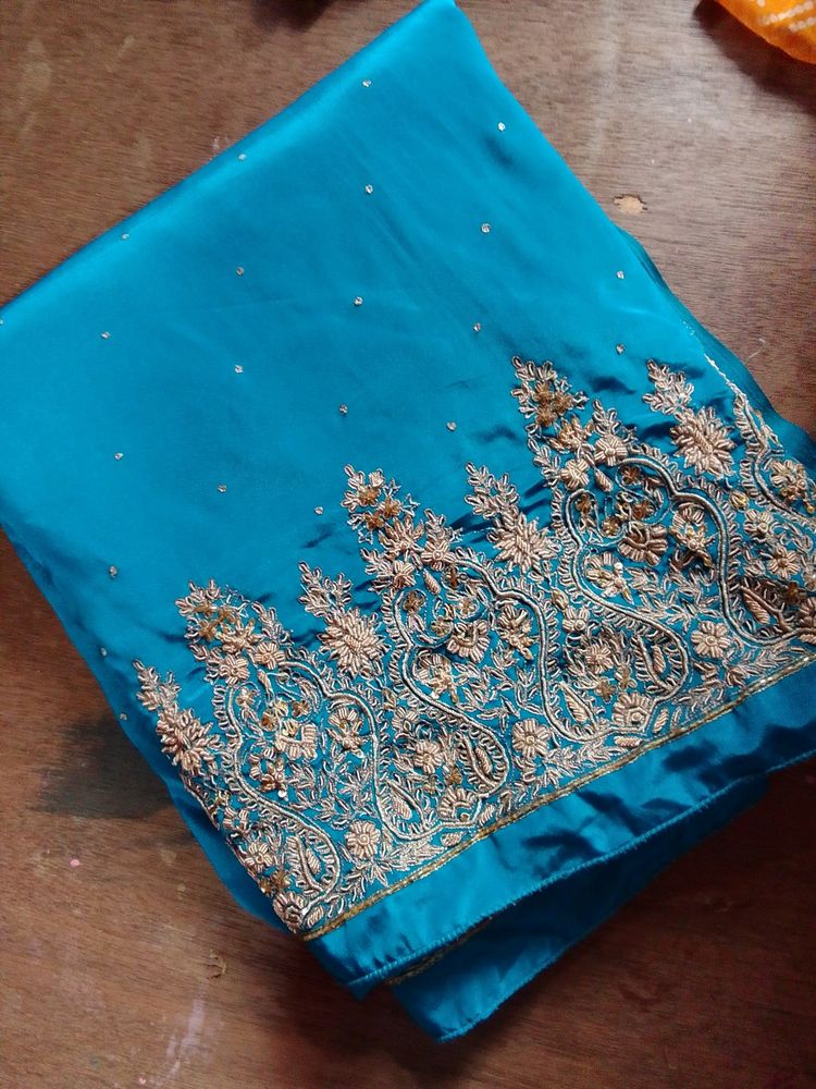 Blue Satin Saree 💙