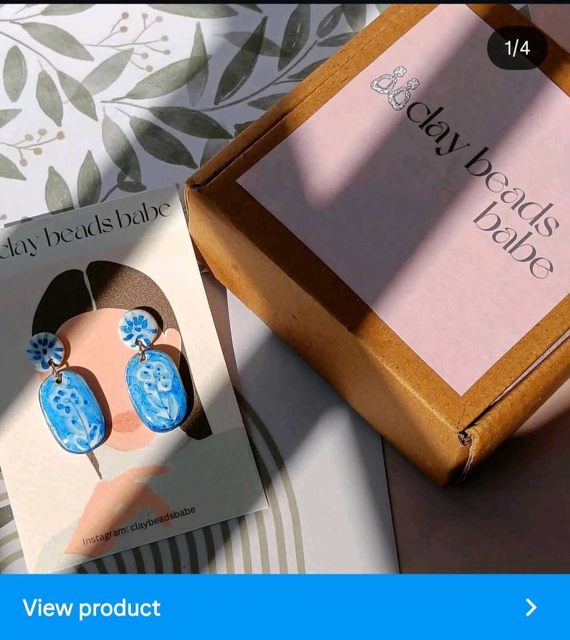 Clay blue Floral Earrings