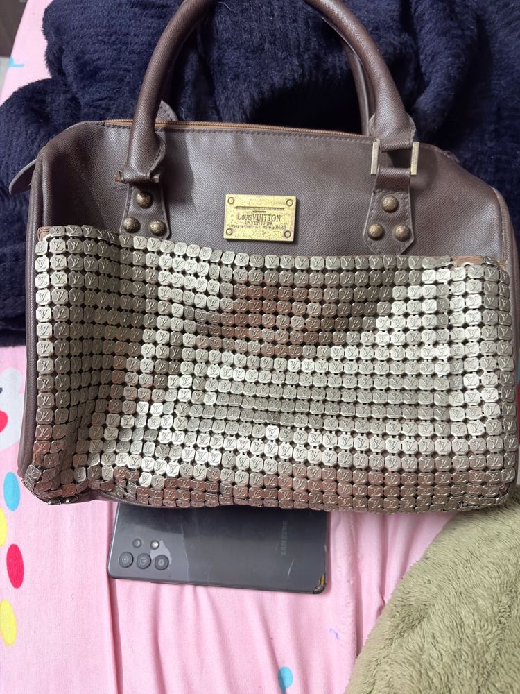 Stylish Metallic Accent Handbag