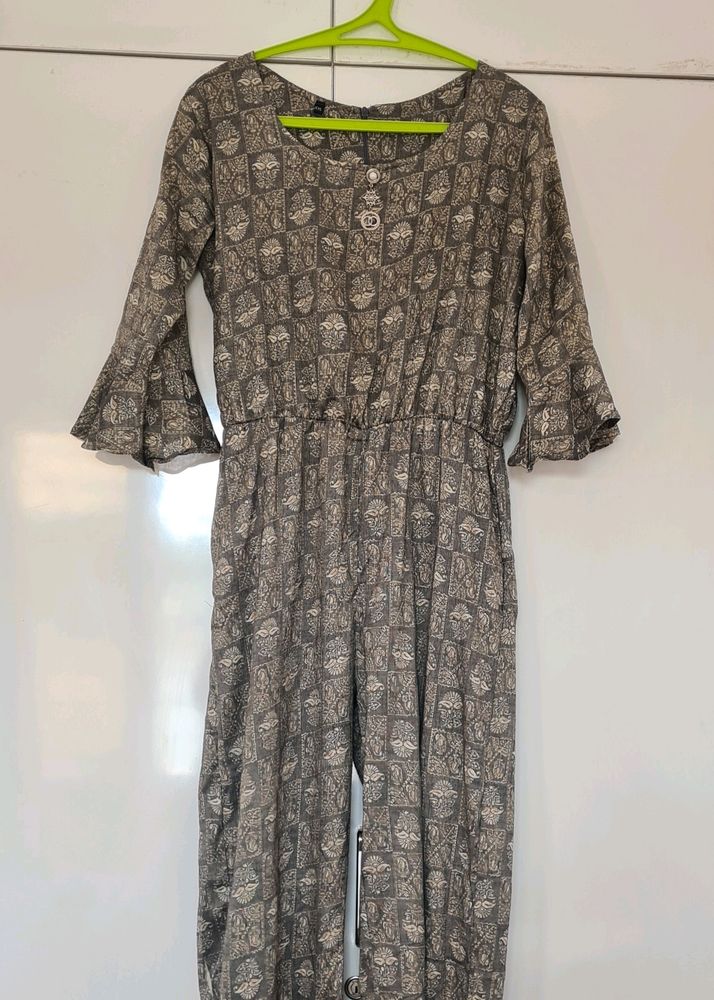 Grey Cotton Jumpsuit