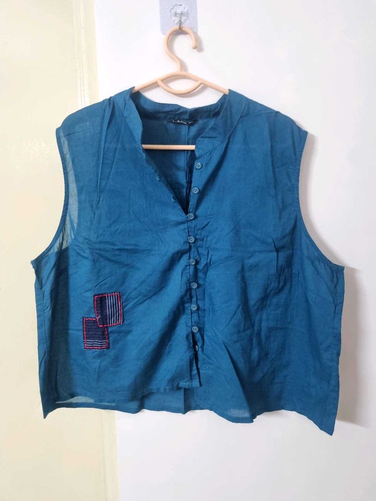 Stylish Blue Sleeveless Top