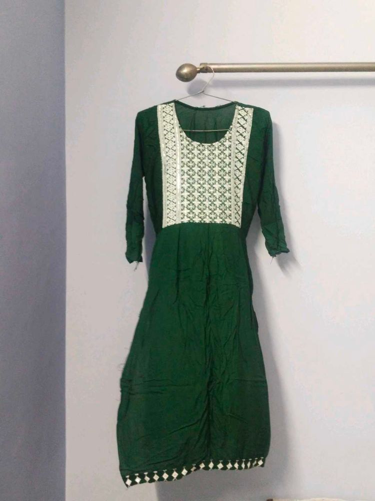 Green Embroidered Dress