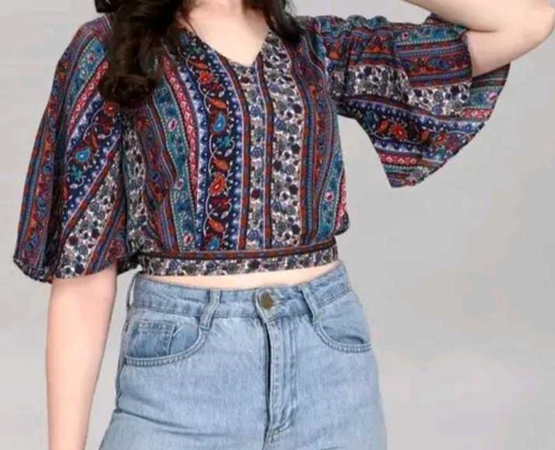 Boho Print Crop Top
