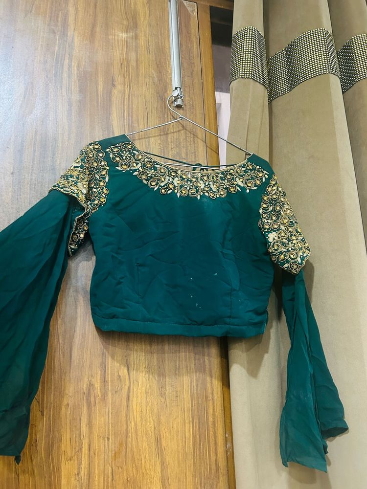 Embroidered Green Blouse