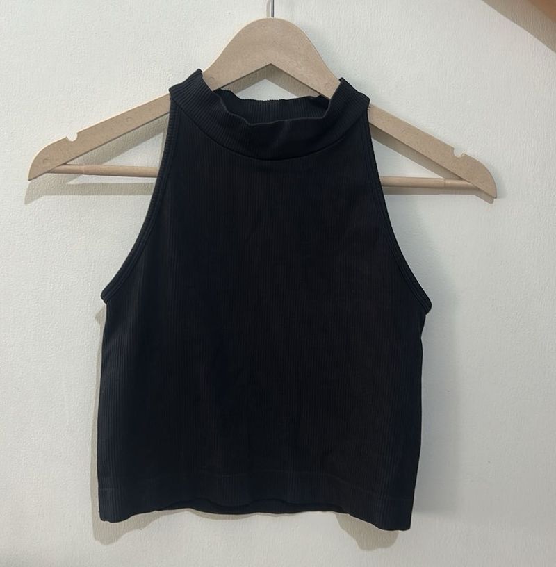 ONLY Black Ribbed Mock Neck Top