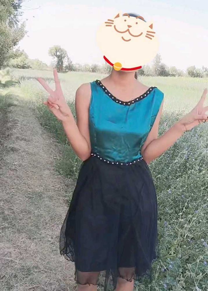 Teal &amp; Black Party Dress