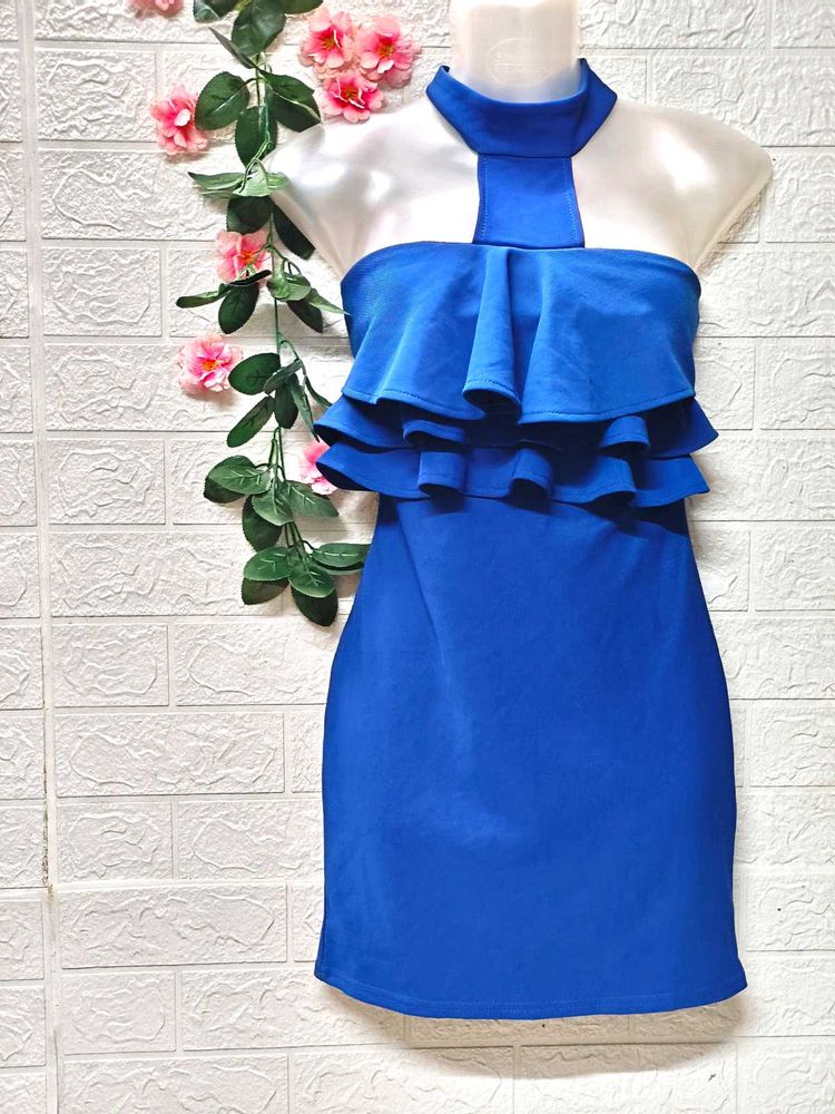 🎁Buy Two Get One Item Free🎁Blue Ruffle Mini Dres